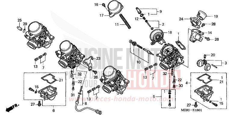 CARBURATEUR (PIECES CONSTITUTIVES) von CBF600N ABS NOIR (NH1) von 2004